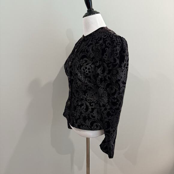 Vintage 80s Gunne Sax Jacket Size XS Jessica McClintock Velvet Peplum Edwardian - Picture 7 of 15